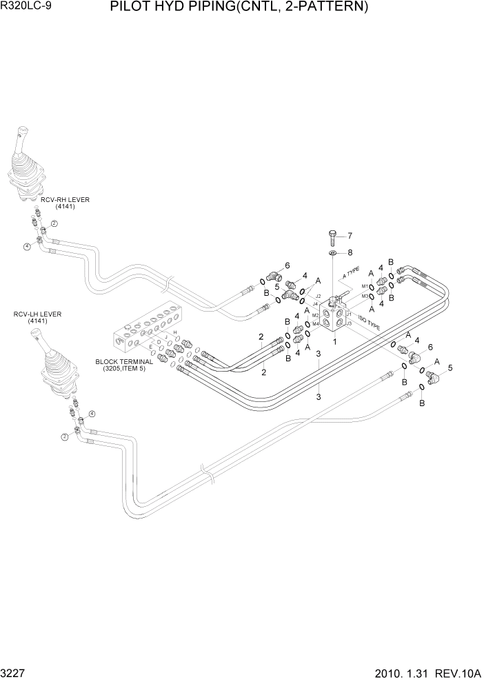 Схема запчастей Hyundai R320LC9 - PAGE 3227 PILOT HYD PIPING(CNTL, 2-PATTERN) ГИДРАВЛИЧЕСКАЯ СИСТЕМА