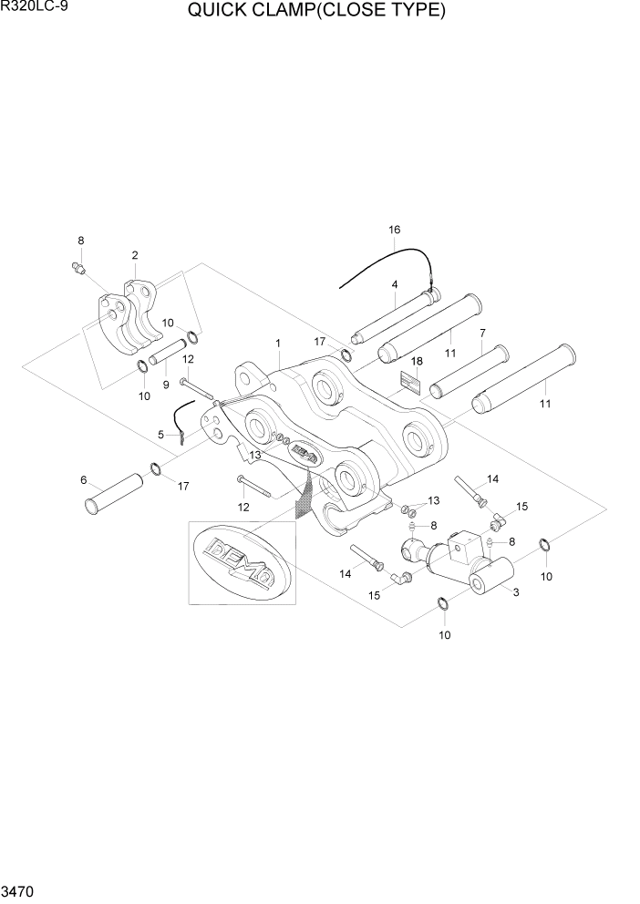 Схема запчастей Hyundai R320LC9 - PAGE 3470 QUICK CLAMP(CLOSE TYPE) ГИДРАВЛИЧЕСКАЯ СИСТЕМА