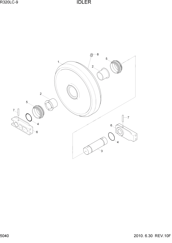 Схема запчастей Hyundai R320LC9 - PAGE 5040 IDLER ХОДОВАЯ ЧАСТЬ