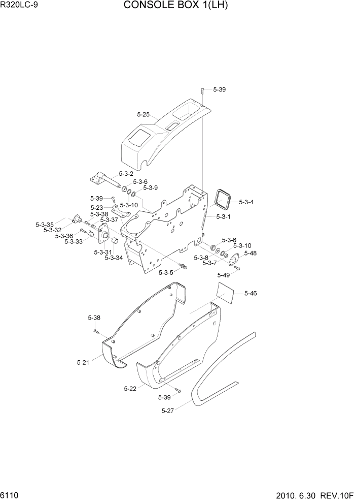 Схема запчастей Hyundai R320LC9 - PAGE 6110 CONSOLE BOX 1(LH) СТРУКТУРА