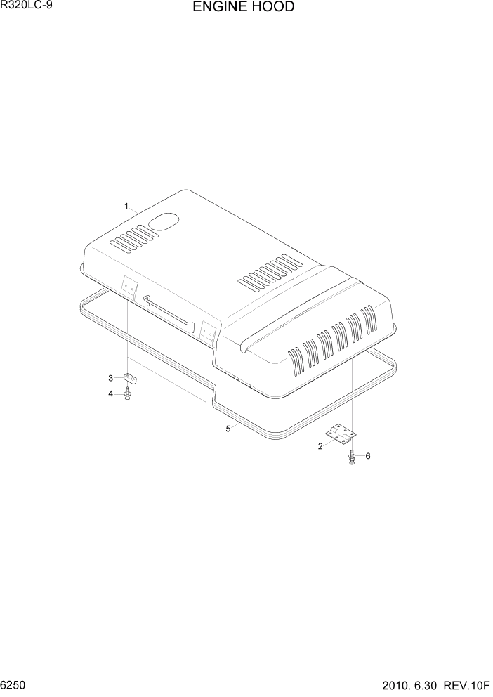 Схема запчастей Hyundai R320LC9 - PAGE 6250 ENGINE HOOD СТРУКТУРА