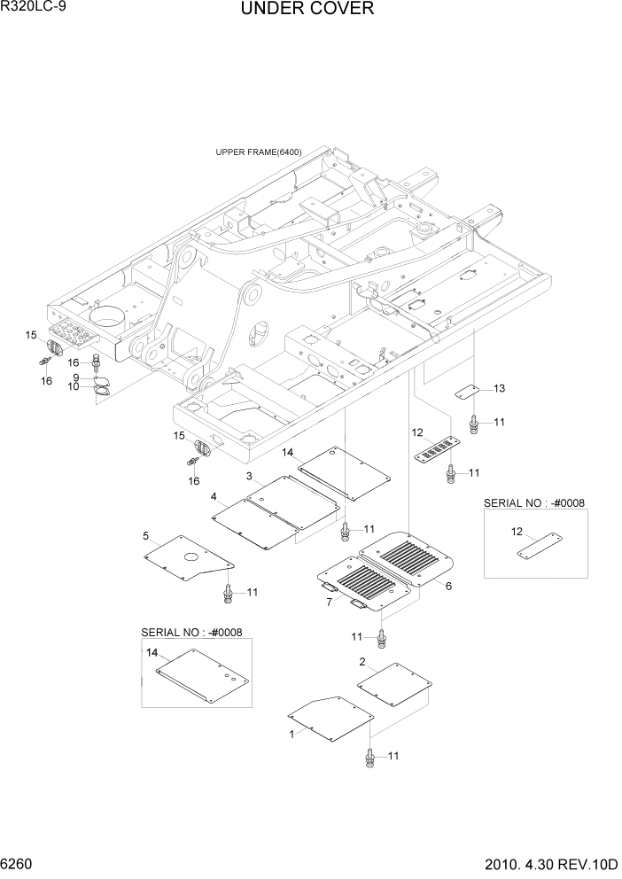 Схема запчастей Hyundai R320LC9 - PAGE 6260 UNDER COVER СТРУКТУРА