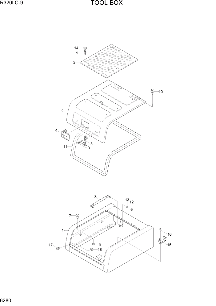 Схема запчастей Hyundai R320LC9 - PAGE 6280 TOOL BOX СТРУКТУРА