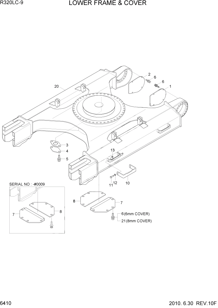 Схема запчастей Hyundai R320LC9 - PAGE 6410 LOWER FRAME & COVER СТРУКТУРА