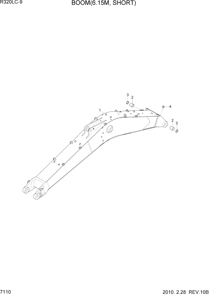 Схема запчастей Hyundai R320LC9 - PAGE 7110 BOOM(6.15M, SHORT) РАБОЧЕЕ ОБОРУДОВАНИЕ