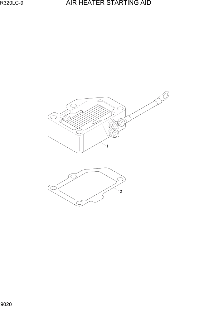 Схема запчастей Hyundai R320LC9 - PAGE 9020 AIR HEATER STARTING AID ДВИГАТЕЛЬ БАЗА