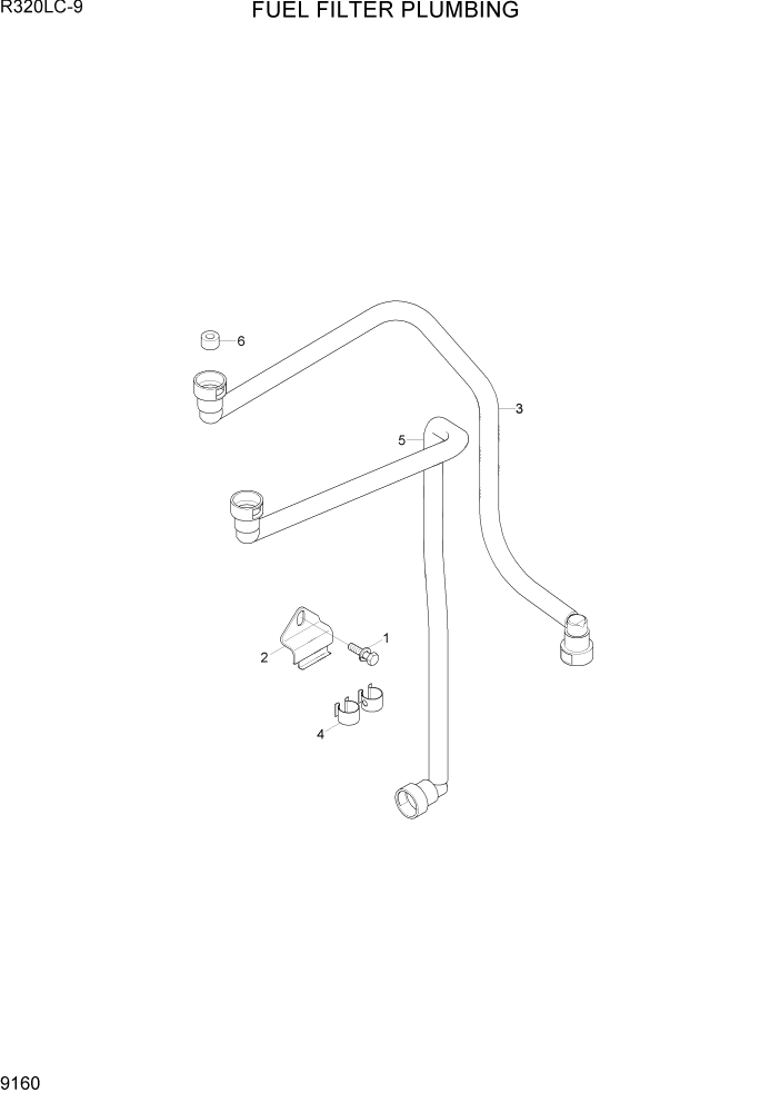 Схема запчастей Hyundai R320LC9 - PAGE 9160 FUEL FILTER PLUMBING ДВИГАТЕЛЬ БАЗА