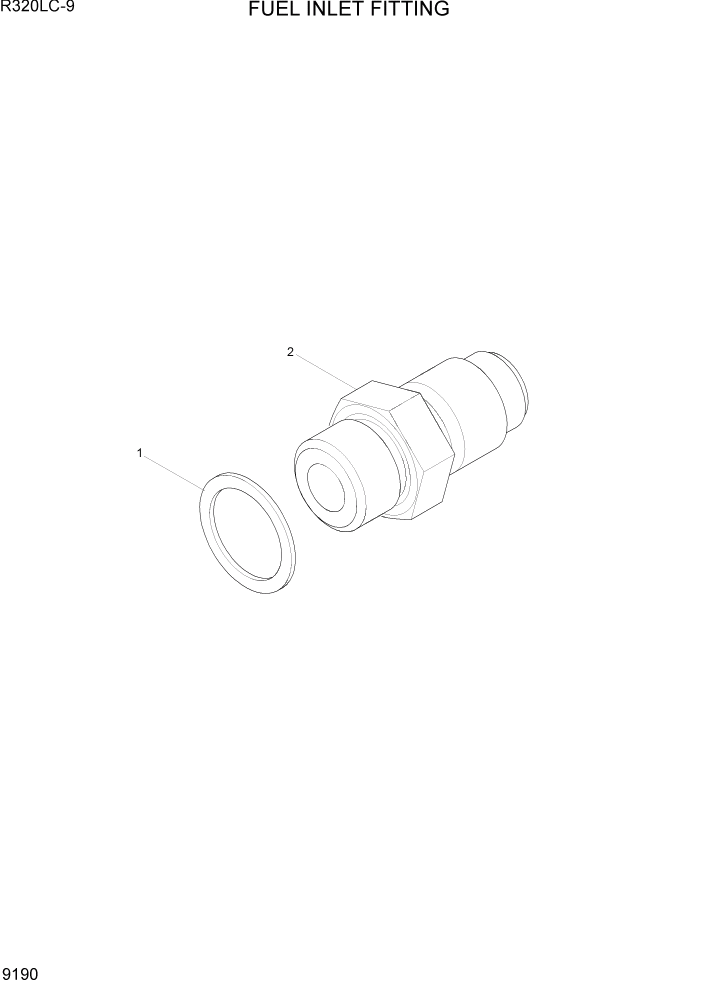 Схема запчастей Hyundai R320LC9 - PAGE 9190 FUEL INLET FITTING ДВИГАТЕЛЬ БАЗА