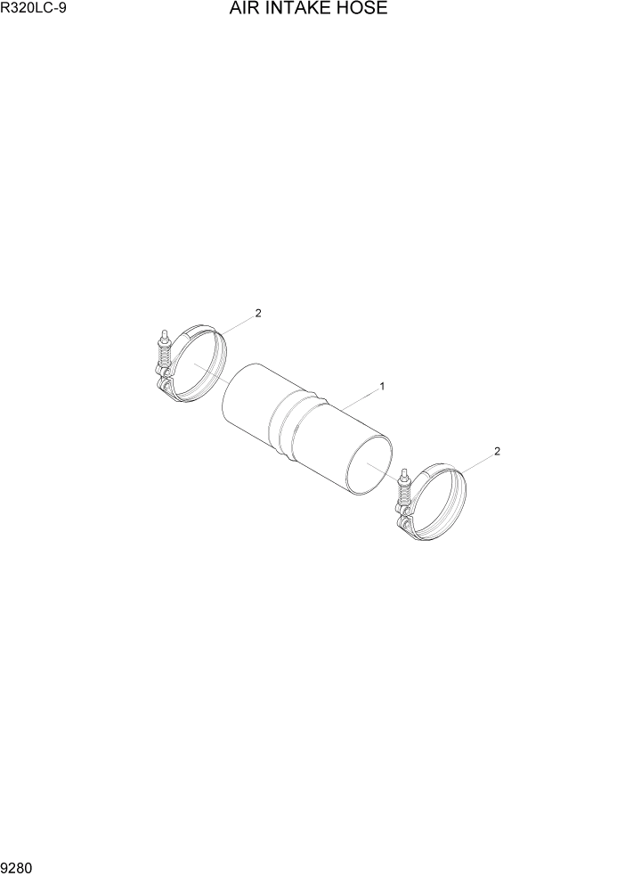 Схема запчастей Hyundai R320LC9 - PAGE 9280 AIR INTAKE HOSE ДВИГАТЕЛЬ БАЗА