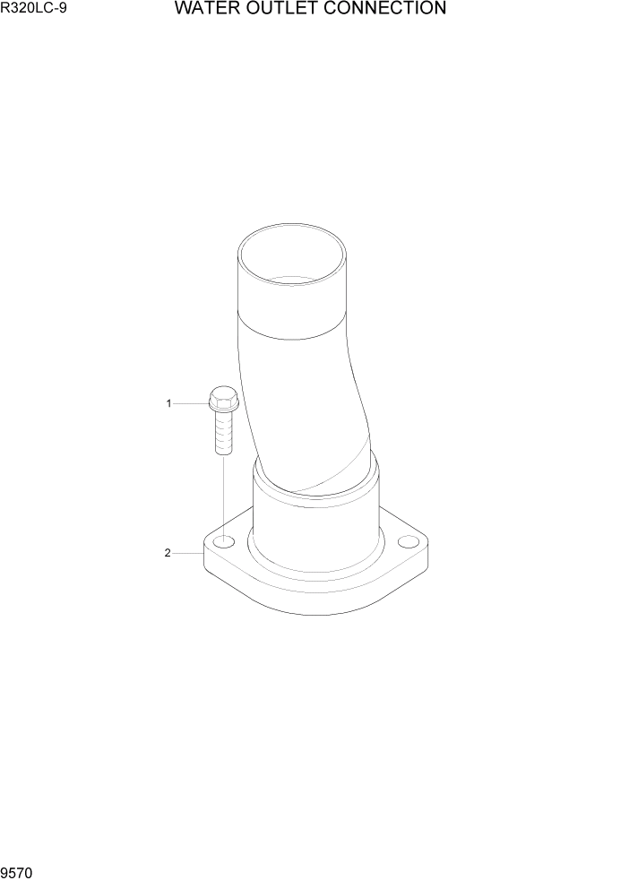 Схема запчастей Hyundai R320LC9 - PAGE 9570 WATER OUTLET CONNECTION ДВИГАТЕЛЬ БАЗА