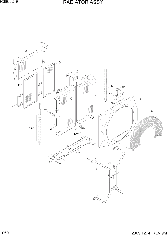 Схема запчастей Hyundai R360LC9 - PAGE 1060 RADIATOR ASSY(-#0017) СИСТЕМА ДВИГАТЕЛЯ