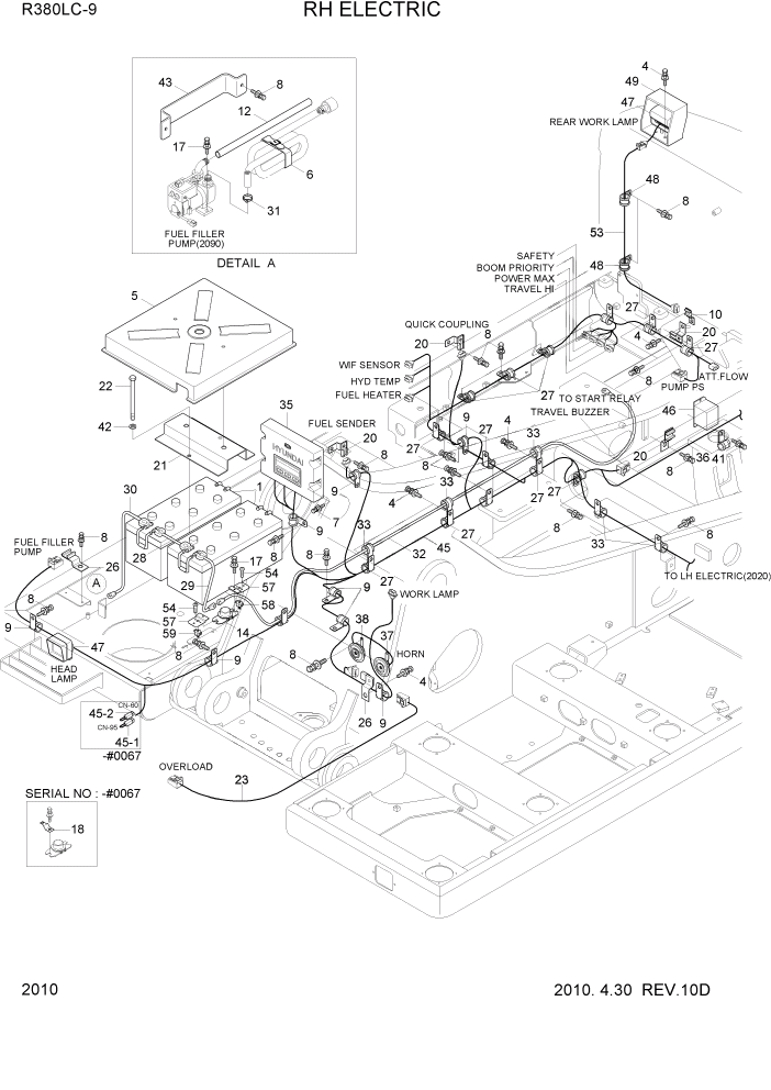 Схема запчастей Hyundai R360LC9 - PAGE 2010 RH ELECTRIC ЭЛЕКТРИЧЕСКАЯ СИСТЕМА