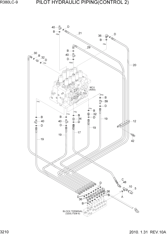 Схема запчастей Hyundai R360LC9 - PAGE 3210 PILOT HYDDRAULIC PIPING(CONTROL 2) ГИДРАВЛИЧЕСКАЯ СИСТЕМА