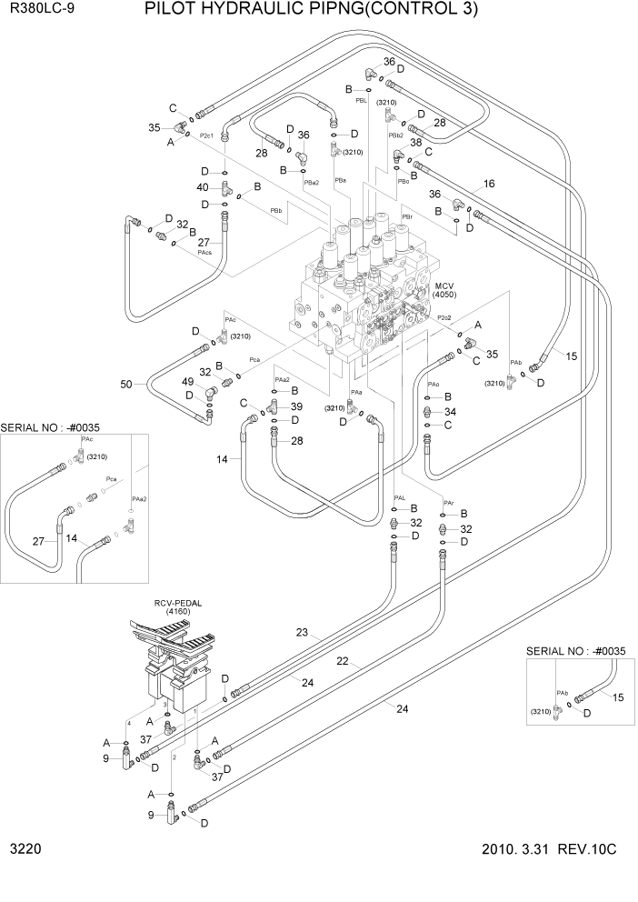 Схема запчастей Hyundai R360LC9 - PAGE 3220 PILOT HYDDRAULIC PIPING(CONTROL 3) ГИДРАВЛИЧЕСКАЯ СИСТЕМА