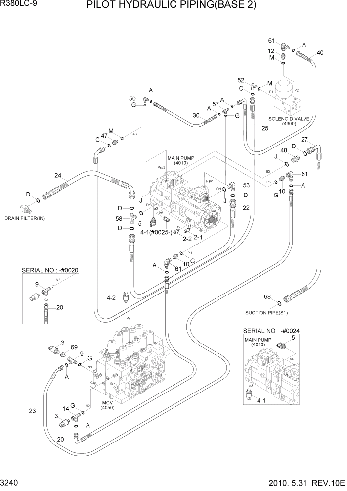 Схема запчастей Hyundai R360LC9 - PAGE 3240 PILOT HYDDRAULIC PIPING(BASE 2) ГИДРАВЛИЧЕСКАЯ СИСТЕМА