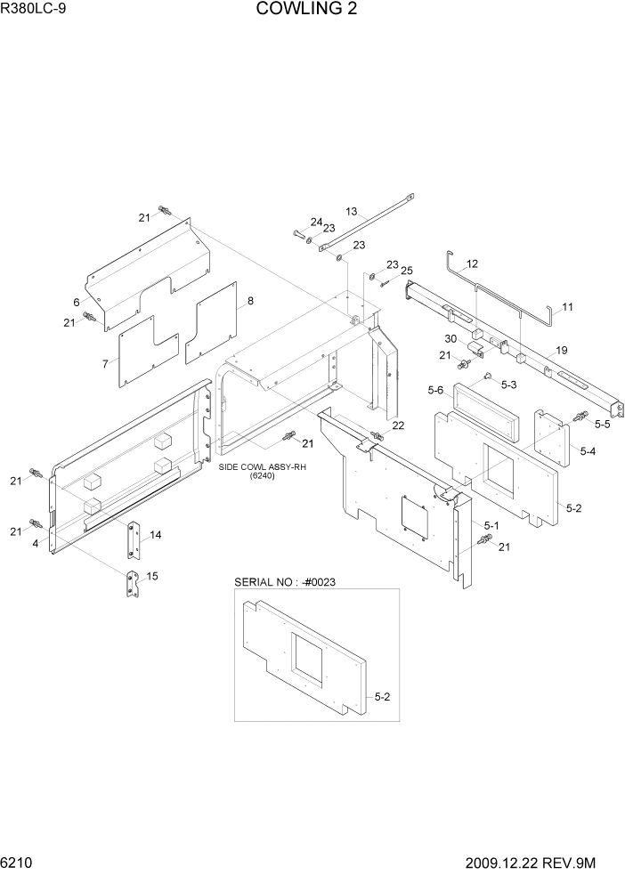 Схема запчастей Hyundai R360LC9 - PAGE 6210 COWLING 2 СТРУКТУРА