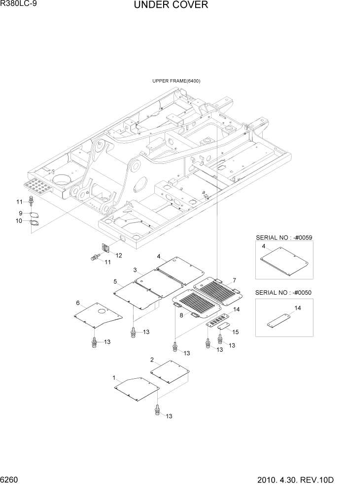 Схема запчастей Hyundai R360LC9 - PAGE 6260 UNDER COVER СТРУКТУРА