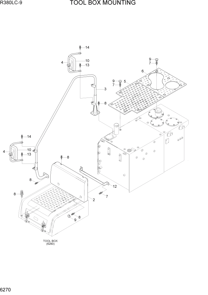 Схема запчастей Hyundai R360LC9 - PAGE 6270 TOOL BOX MOUNTING СТРУКТУРА