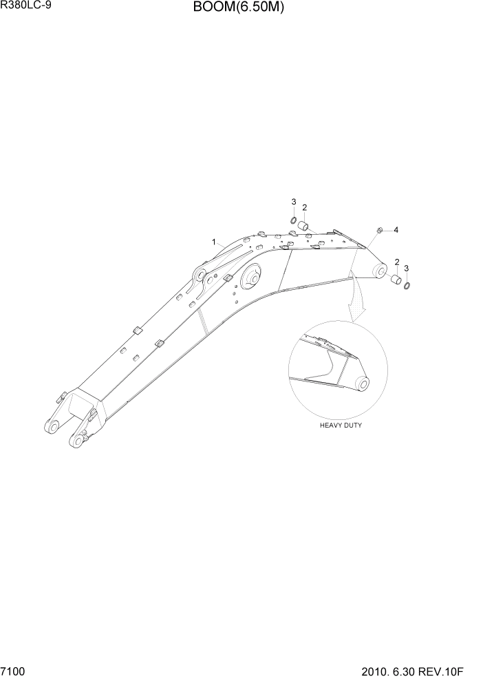 Схема запчастей Hyundai R360LC9 - PAGE 7100 BOOM(6.50M) РАБОЧЕЕ ОБОРУДОВАНИЕ