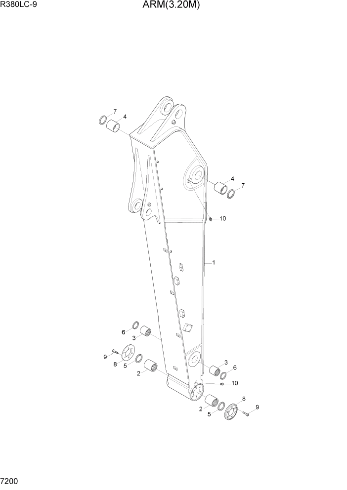 Схема запчастей Hyundai R360LC9 - PAGE 7200 ARM(3.20M) РАБОЧЕЕ ОБОРУДОВАНИЕ