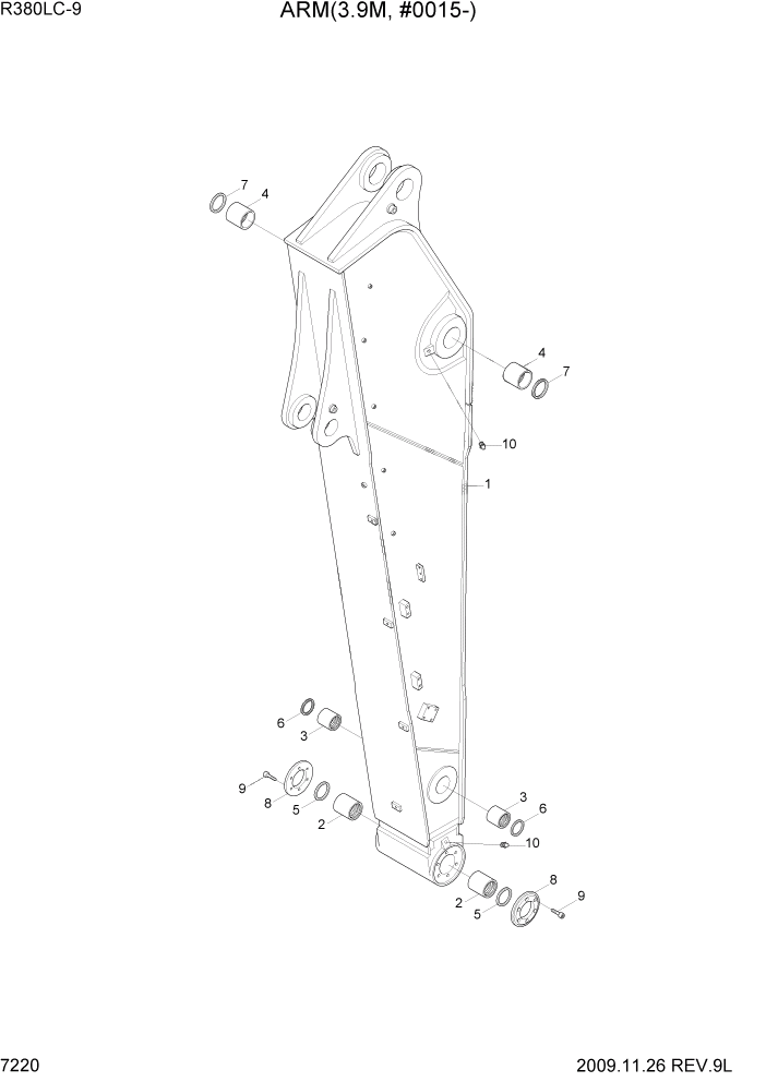 Схема запчастей Hyundai R360LC9 - PAGE 7220 ARM(3.9M, #0015-) РАБОЧЕЕ ОБОРУДОВАНИЕ