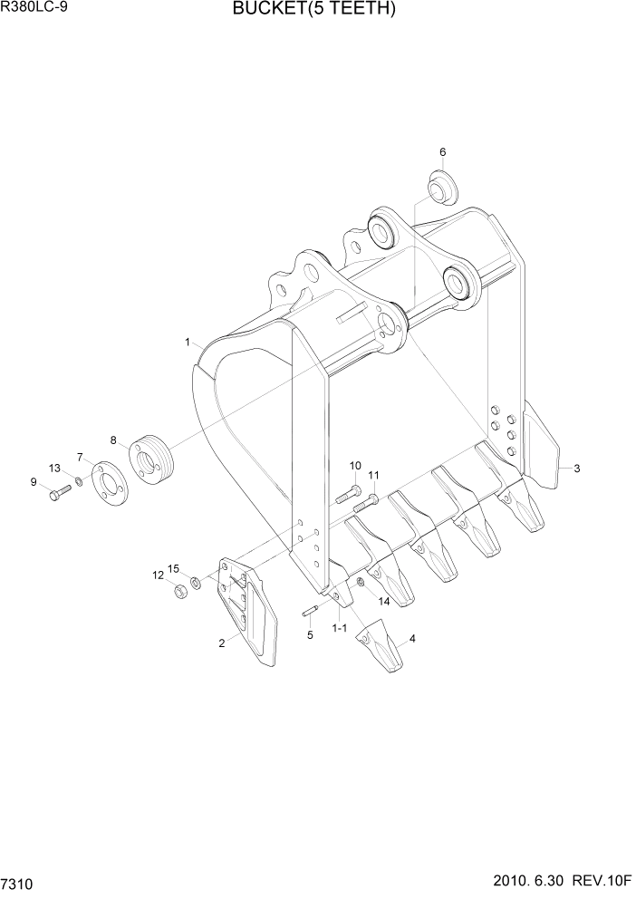 Схема запчастей Hyundai R360LC9 - PAGE 7310 BUCKET(5 TEETH) РАБОЧЕЕ ОБОРУДОВАНИЕ