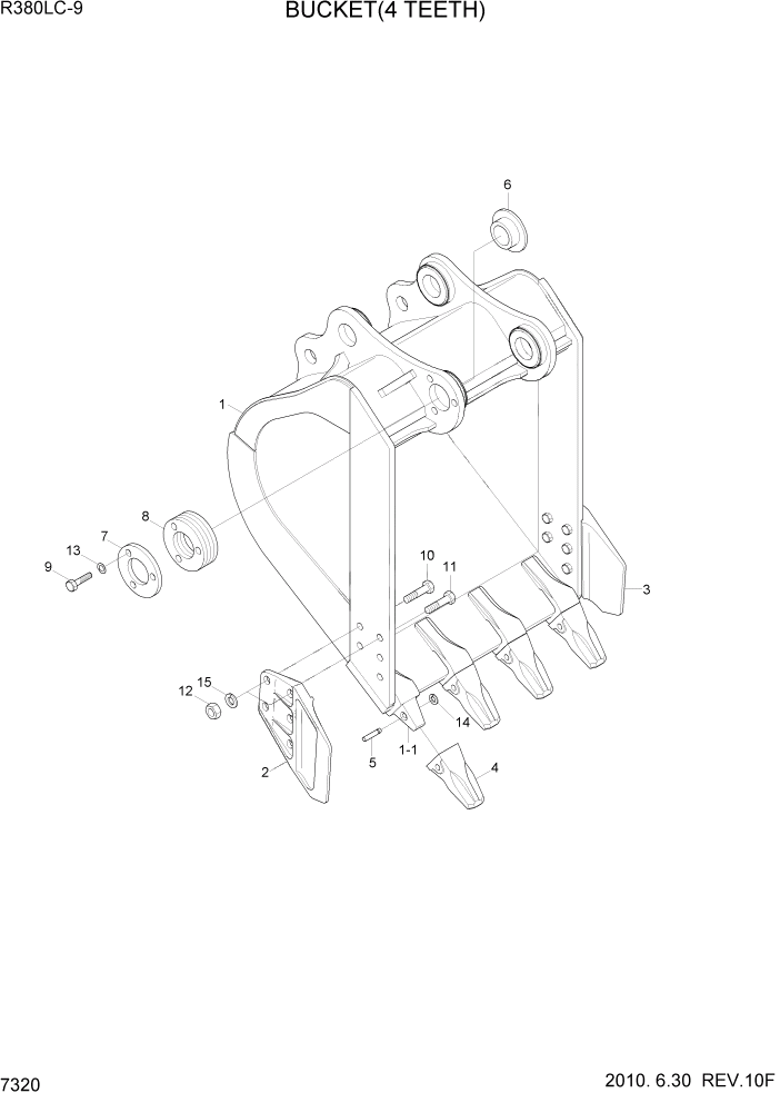 Схема запчастей Hyundai R360LC9 - PAGE 7320 BUCKET(4 TEETH) РАБОЧЕЕ ОБОРУДОВАНИЕ