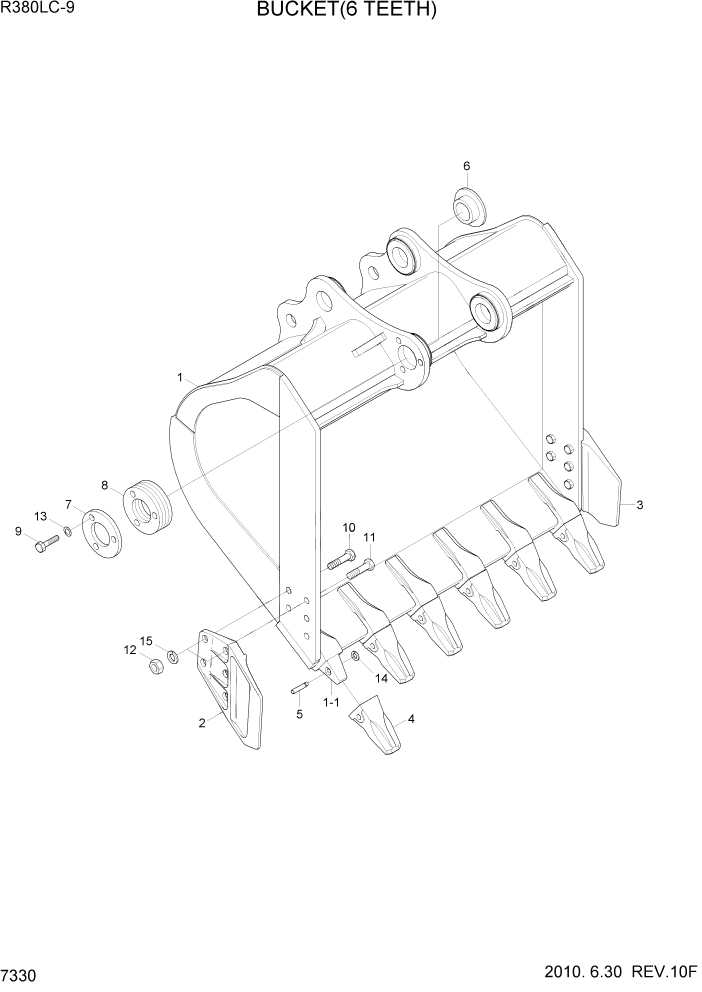 Схема запчастей Hyundai R360LC9 - PAGE 7330 BUCKET(6 TEETH) РАБОЧЕЕ ОБОРУДОВАНИЕ