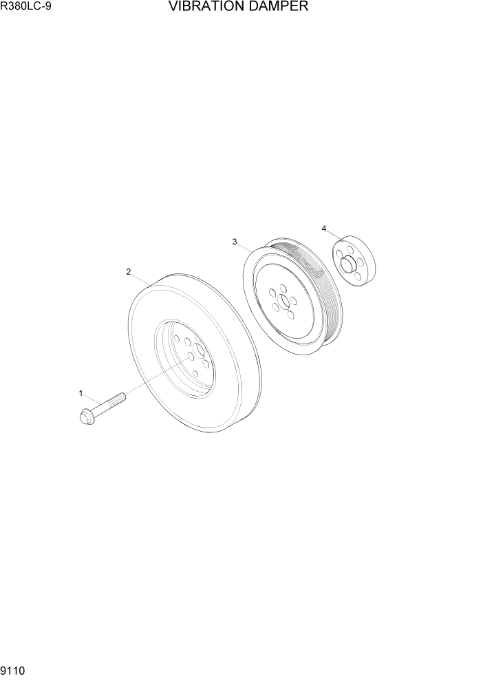 Схема запчастей Hyundai R360LC9 - PAGE 9110 VIBRATION DAMPER ДВИГАТЕЛЬ БАЗА