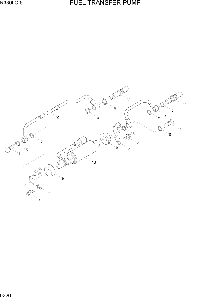 Схема запчастей Hyundai R360LC9 - PAGE 9220 FUEL TRANSFER PUMP ДВИГАТЕЛЬ БАЗА