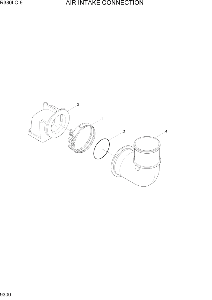 Схема запчастей Hyundai R360LC9 - PAGE 9300 AIR INTAKE CONNECTION ДВИГАТЕЛЬ БАЗА