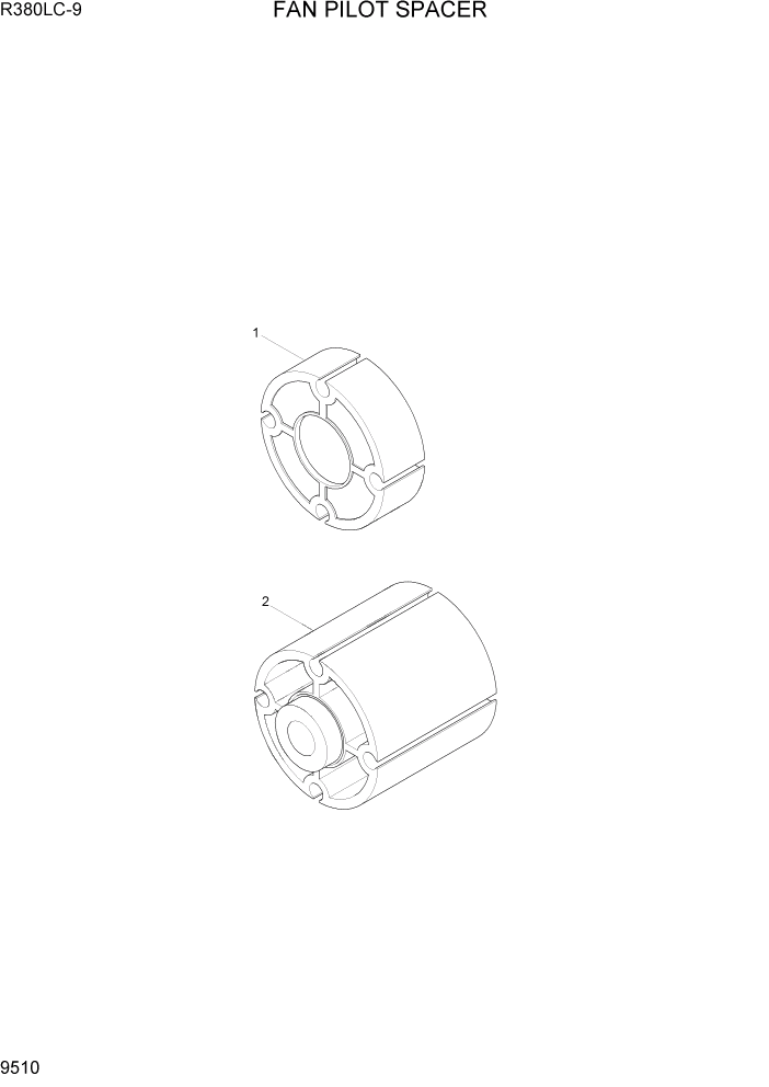 Схема запчастей Hyundai R360LC9 - PAGE 9510 FAN PILOT SPACER ДВИГАТЕЛЬ БАЗА