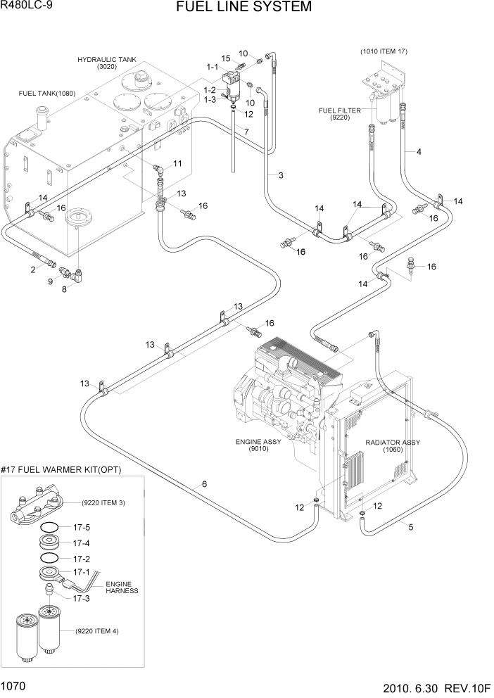 Схема запчастей Hyundai R480LC9 - PAGE 1070 FUEL SYSTEM СИСТЕМА ДВИГАТЕЛЯ