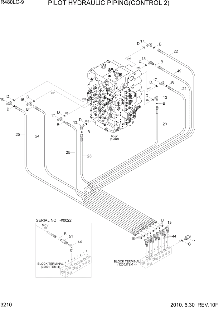 Схема запчастей Hyundai R480LC9 - PAGE 3210 PILOT HYDRAULIC PIPING(CONTROL 2) ГИДРАВЛИЧЕСКАЯ СИСТЕМА