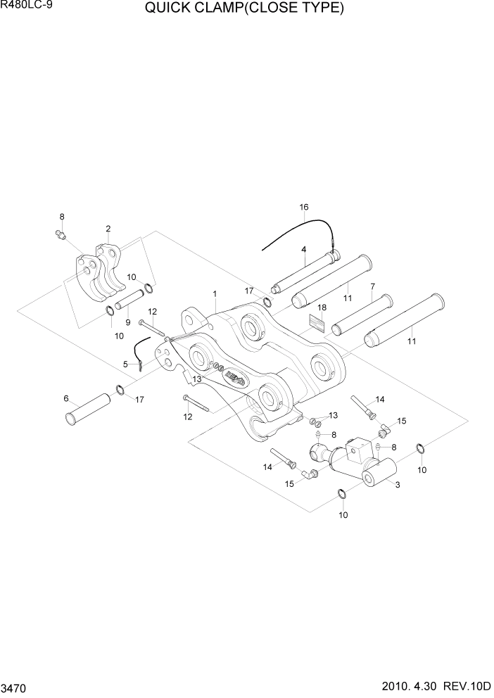 Схема запчастей Hyundai R480LC9 - PAGE 3470 QUICK CLAMP(CLOSE TYPE) ГИДРАВЛИЧЕСКАЯ СИСТЕМА