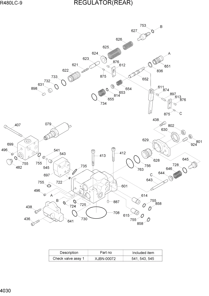 Схема запчастей Hyundai R480LC9 - PAGE 4030 REGULATOR(REAR) ГИДРАВЛИЧЕСКИЕ КОМПОНЕНТЫ