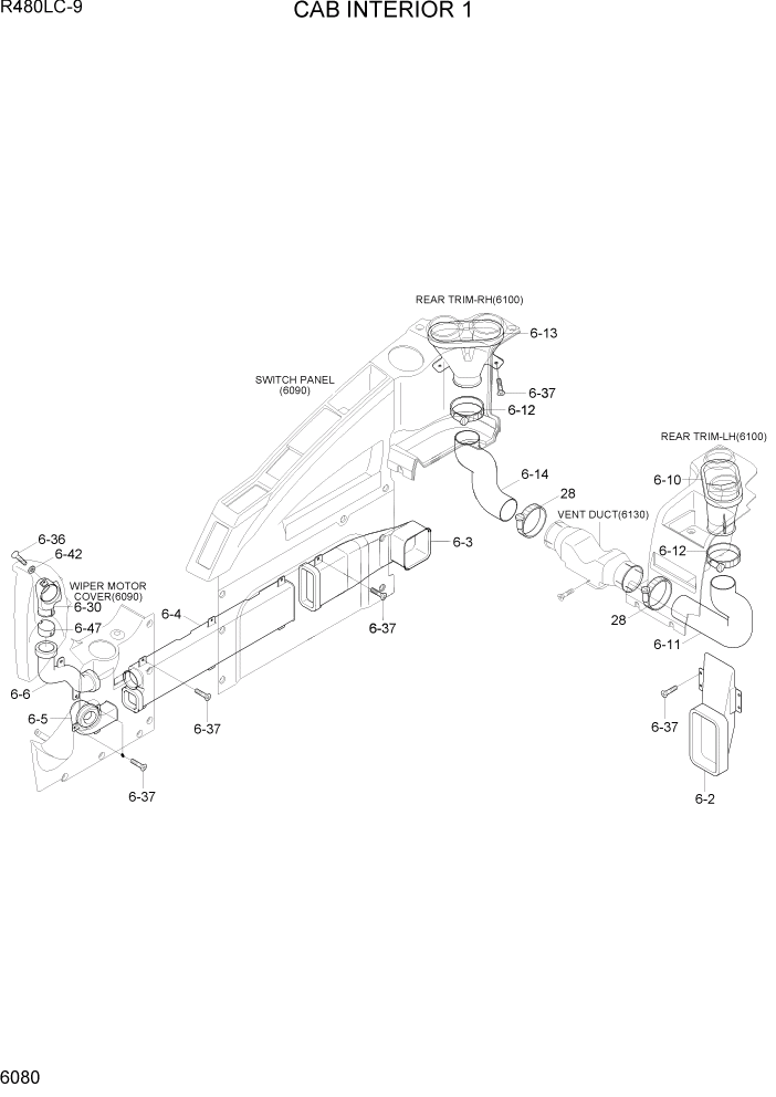 Схема запчастей Hyundai R480LC9 - PAGE 6080 CAB INTERIOR 1 СТРУКТУРА