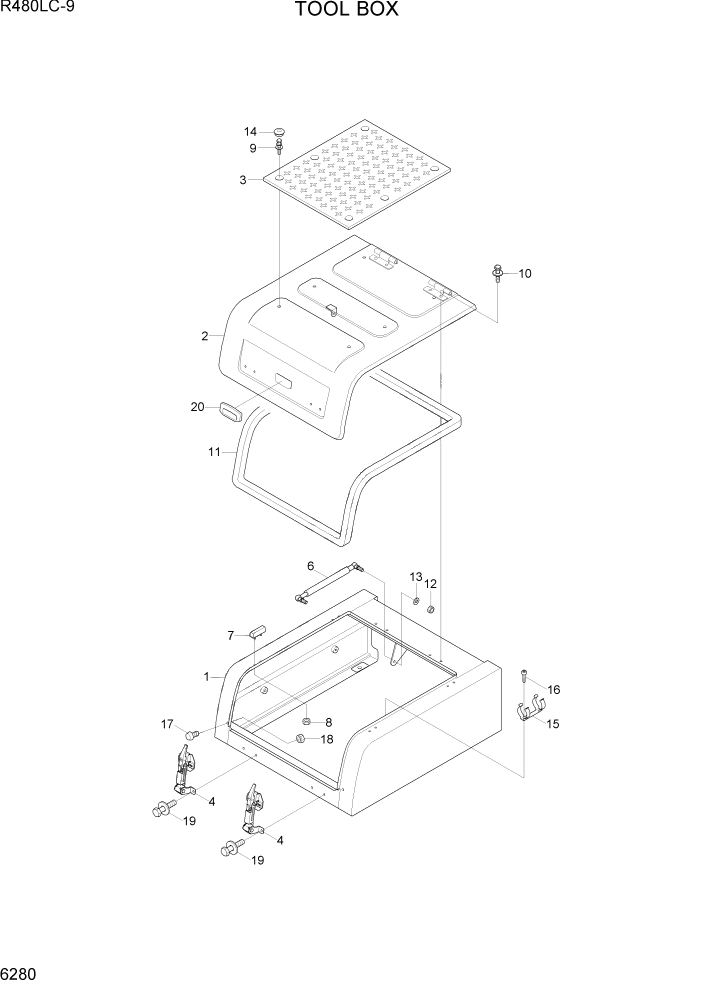 Схема запчастей Hyundai R480LC9 - PAGE 6280 TOOL BOX СТРУКТУРА