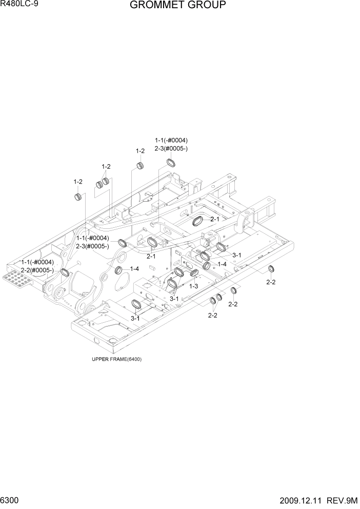 Схема запчастей Hyundai R480LC9 - PAGE 6300 GROMMET GROUP СТРУКТУРА