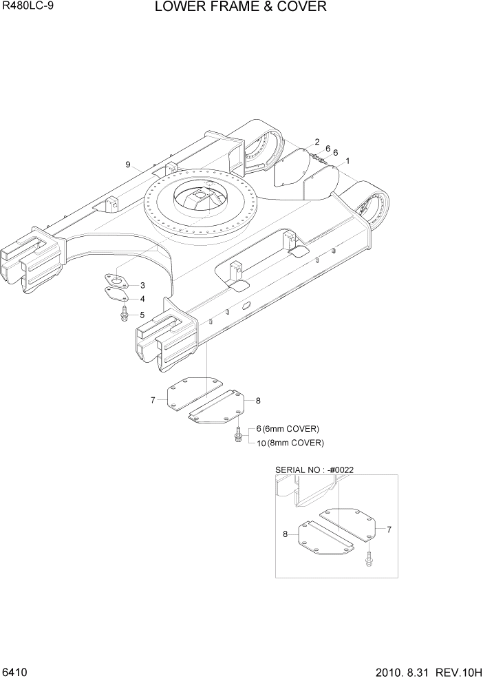 Схема запчастей Hyundai R480LC9 - PAGE 6410 LOWER FRAME & COVER СТРУКТУРА