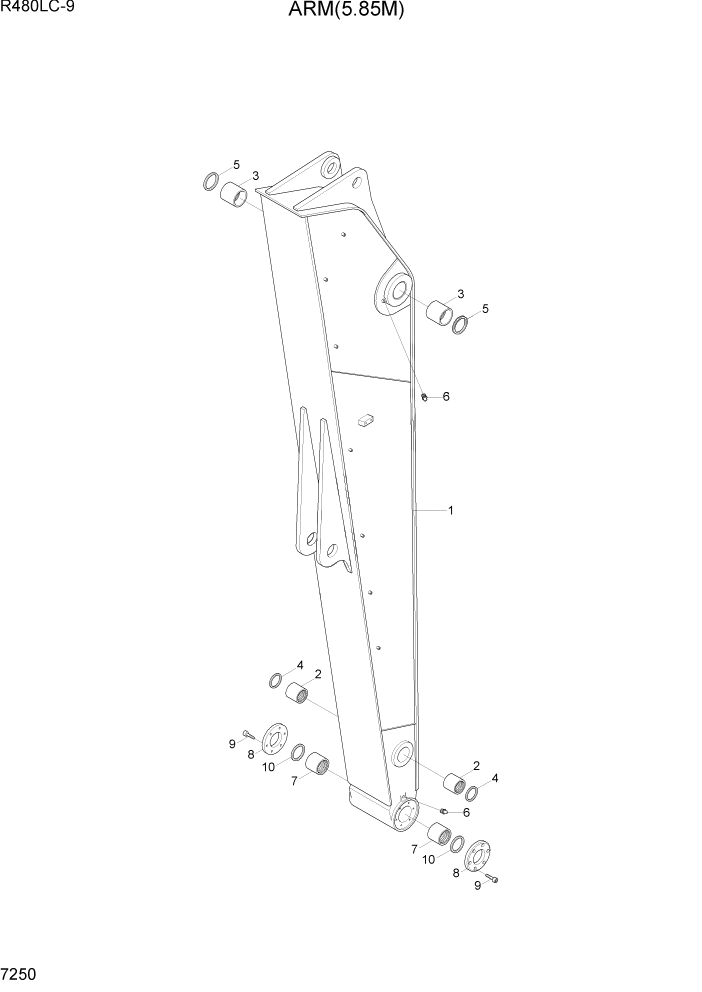 Схема запчастей Hyundai R480LC9 - PAGE 7250 ARM(5.85M) РАБОЧЕЕ ОБОРУДОВАНИЕ