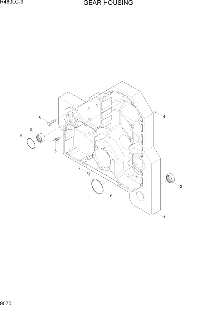 Схема запчастей Hyundai R480LC9 - PAGE 9070 GEAR HOUSING ДВИГАТЕЛЬ БАЗА