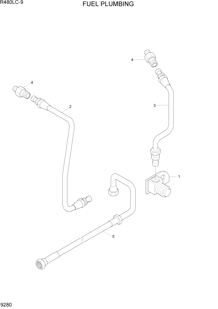 Схема запчастей Hyundai R480LC9 - PAGE 9280 FUEL PLUMBING ДВИГАТЕЛЬ БАЗА