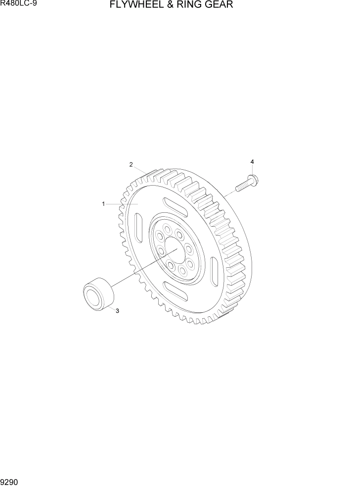 Схема запчастей Hyundai R480LC9 - PAGE 9290 FLYWHEEL & RING GEAR ДВИГАТЕЛЬ БАЗА