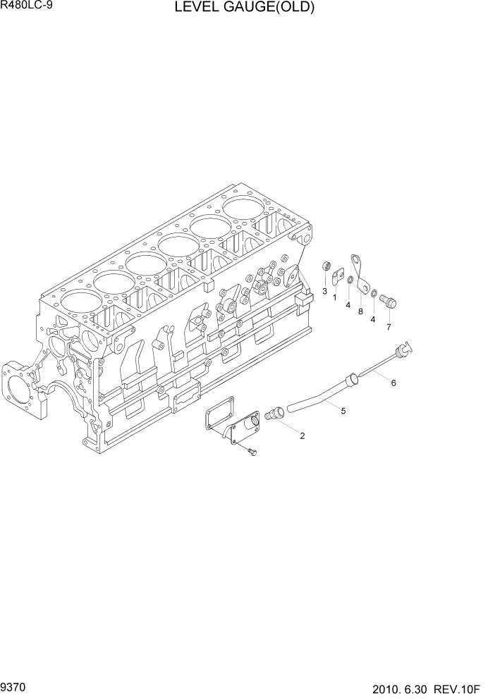 Схема запчастей Hyundai R480LC9 - PAGE 9370 LEVEL GAUGE(OLD) ДВИГАТЕЛЬ БАЗА