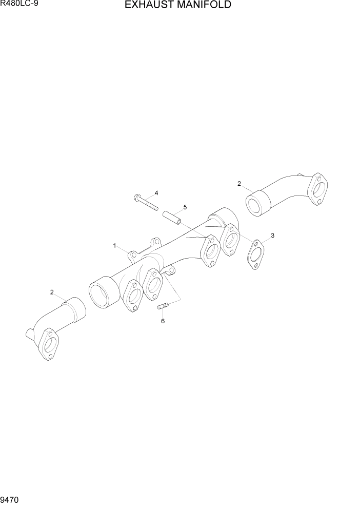 Схема запчастей Hyundai R480LC9 - PAGE 9470 EXHAUST MANIFOLD ДВИГАТЕЛЬ БАЗА