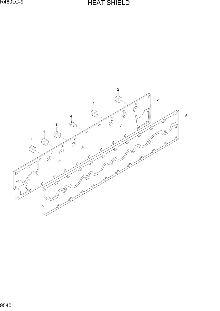 Схема запчастей Hyundai R480LC9 - PAGE 9540 HEAT SHIELD ДВИГАТЕЛЬ БАЗА