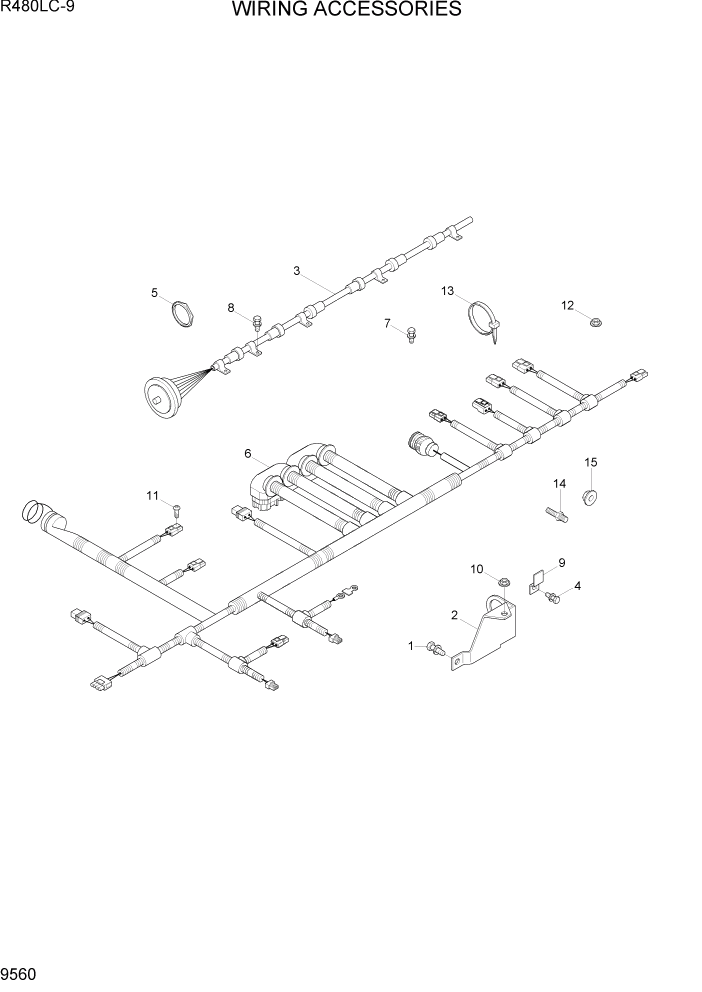 Схема запчастей Hyundai R480LC9 - PAGE 9560 WIRING ACCESSORIES ДВИГАТЕЛЬ БАЗА