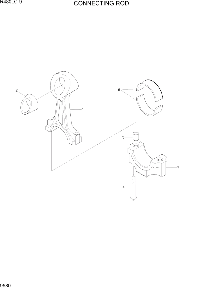 Схема запчастей Hyundai R480LC9 - PAGE 9580 CONNECTING ROD ДВИГАТЕЛЬ БАЗА