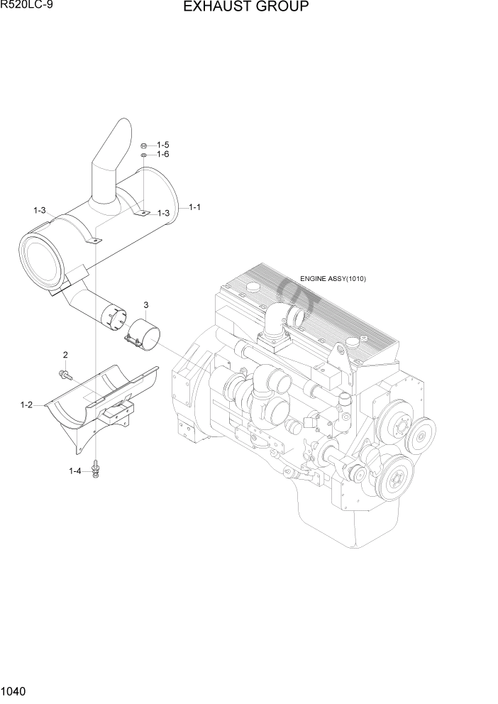 Схема запчастей Hyundai R520LC9 - PAGE 1040 EXHAUST SYSTEM СИСТЕМА ДВИГАТЕЛЯ